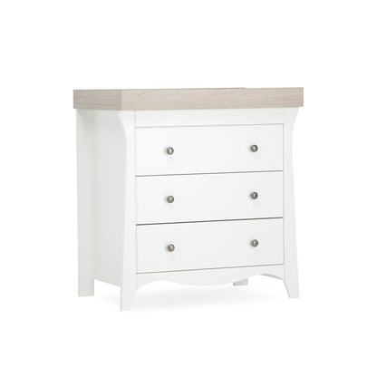 CuddleCo Clara 3-Drawer Dresser + Changer - White/Ash
