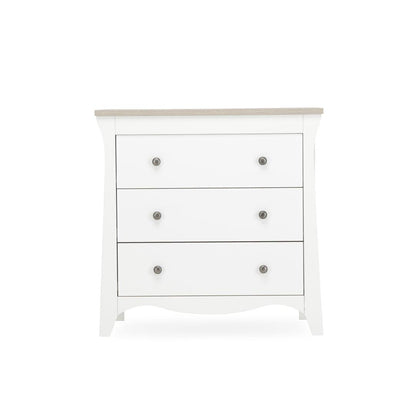 CuddleCo Clara 3-Drawer Dresser + Changer - White/Ash