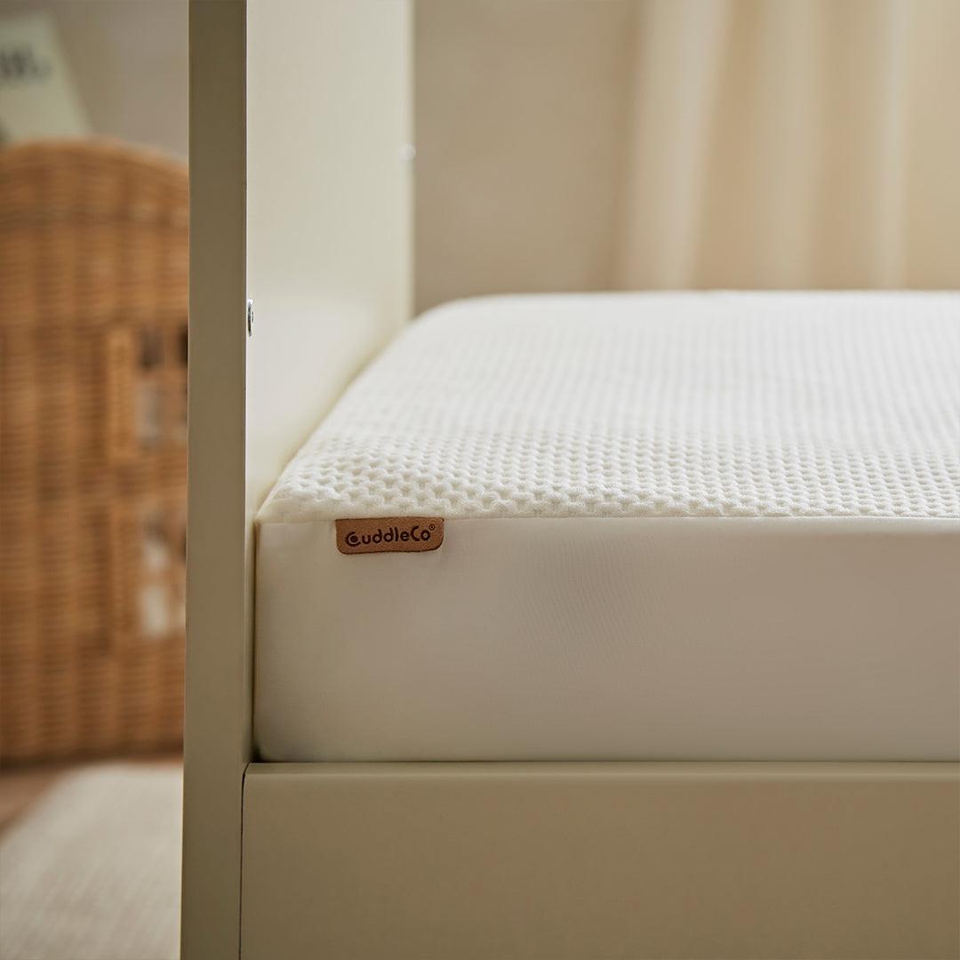 CuddleCo Waterproof Cot Bed Mattress Protector Hypoallergenic Bamboo - White