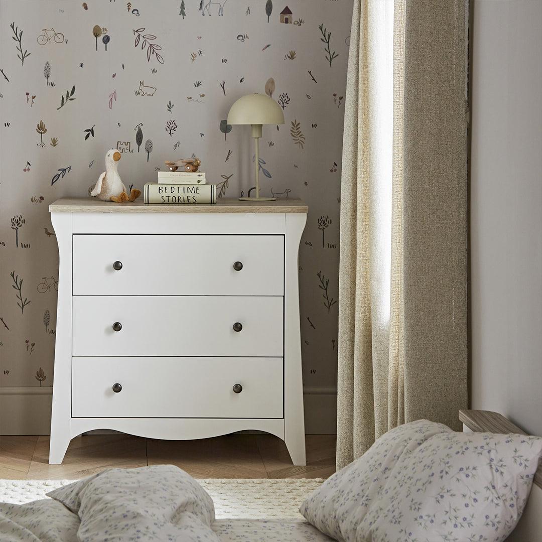 CuddleCo Clara 3-Drawer Dresser + Changer - White/Ash
