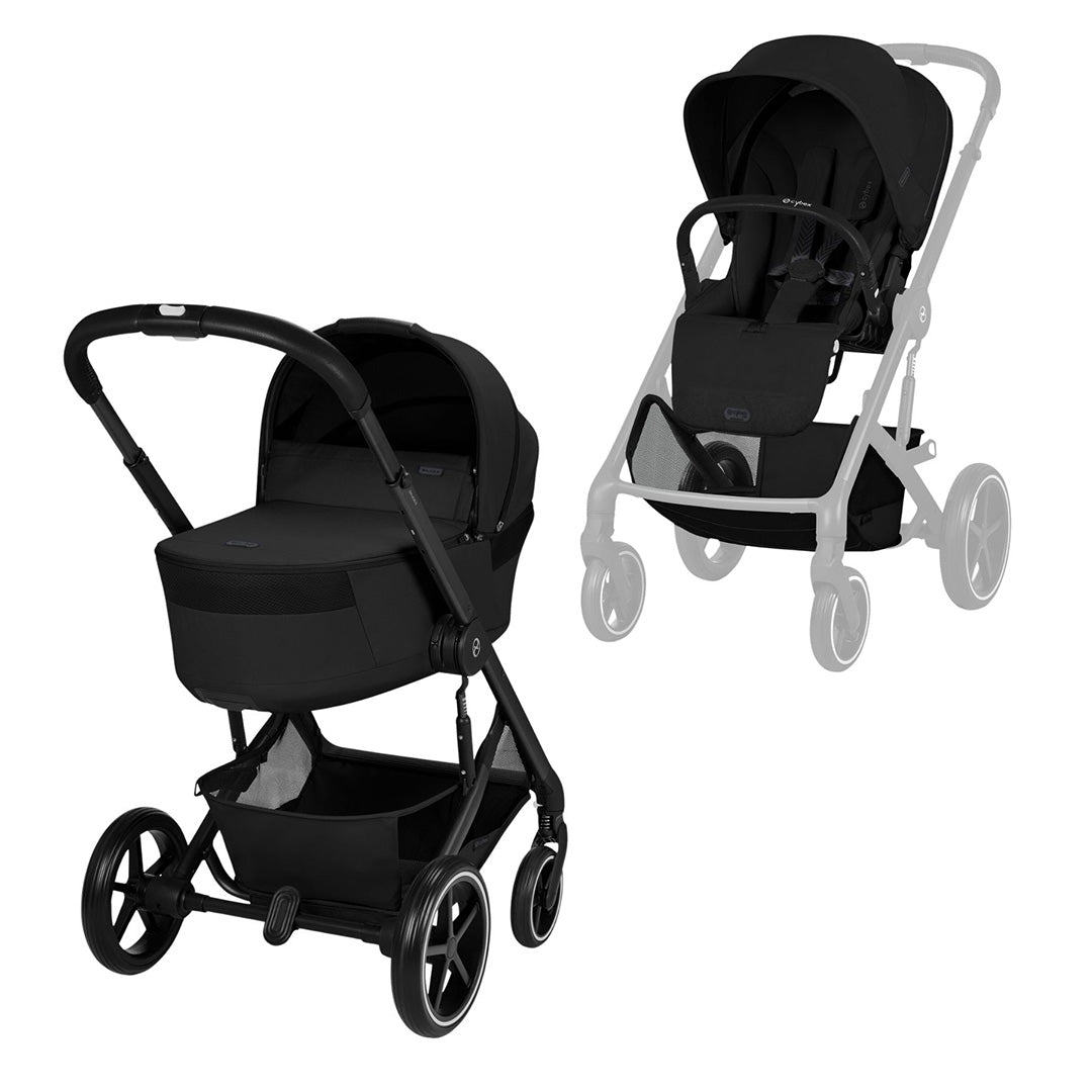 CYBEX Balios S Lux Pushchair + Fold Carry Cot - Moon Black