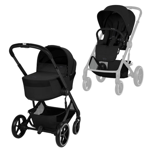 CYBEX Balios S Lux Pushchair + Fold Carry Cot - Moon Black