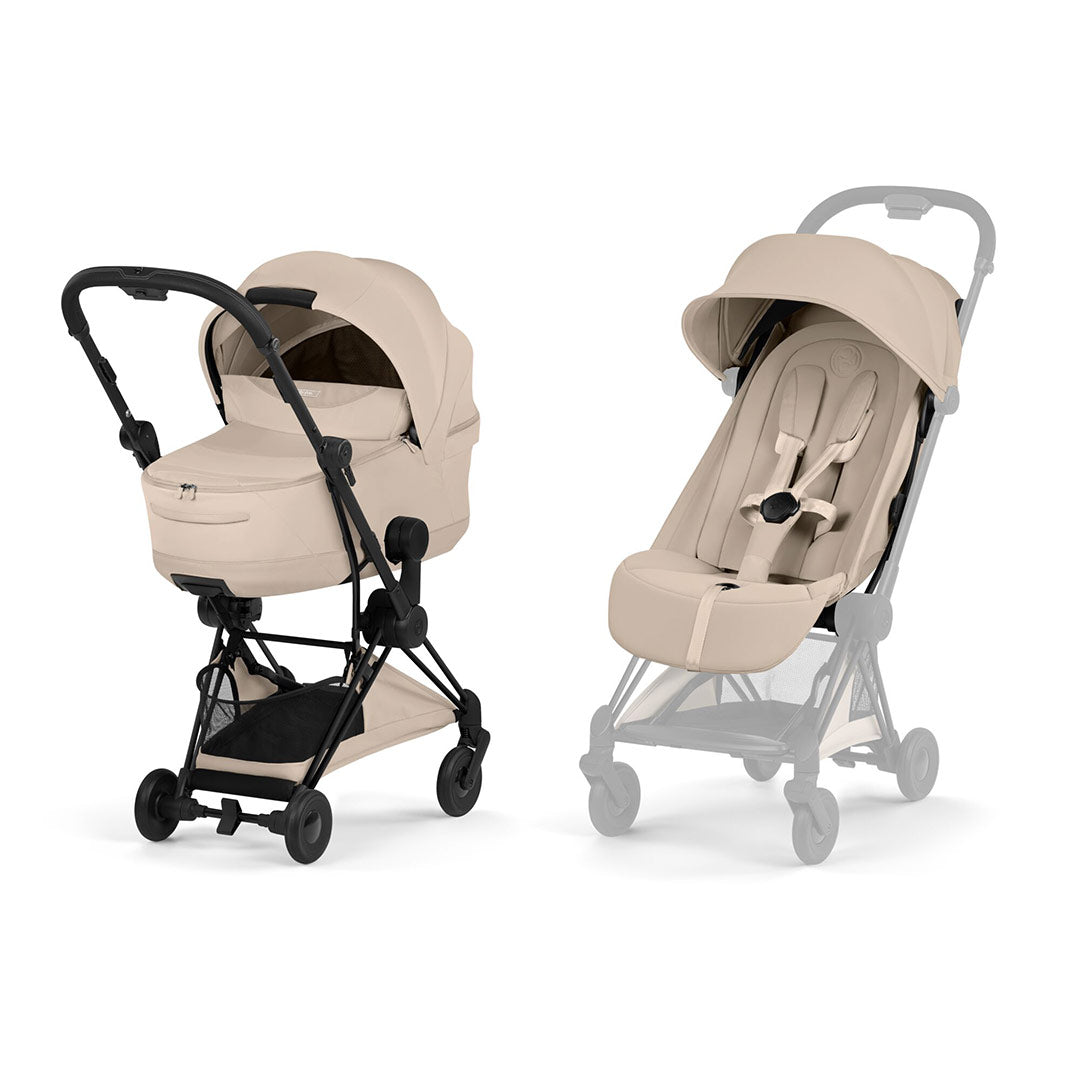 CYBEX Coya Comfort Compact Stroller & Carrycot - Cozy Beige/Black