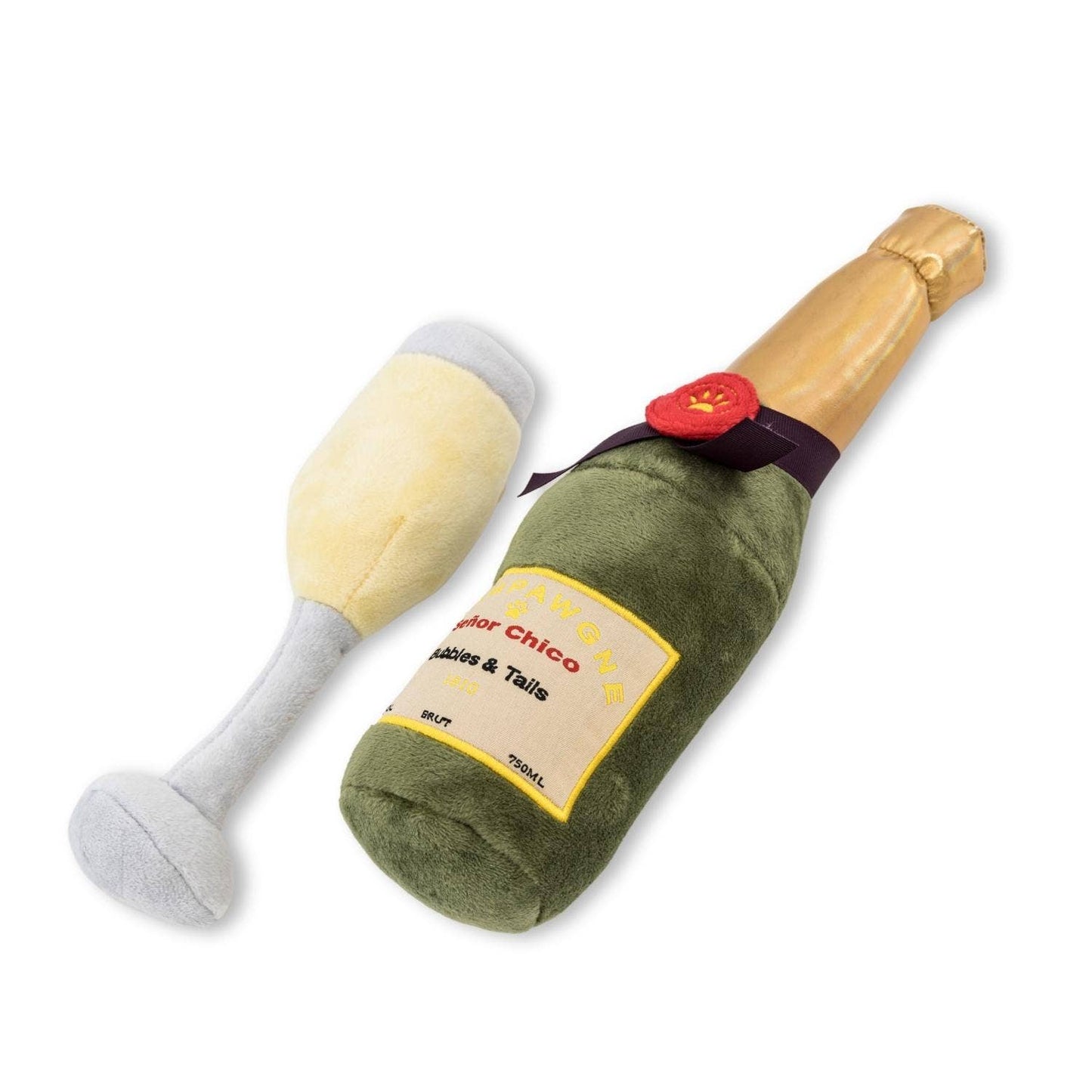 Jojo Modern Pets - Champawgne-Cheers Crinkle and Squeaky Plush Dog Toy Combo
