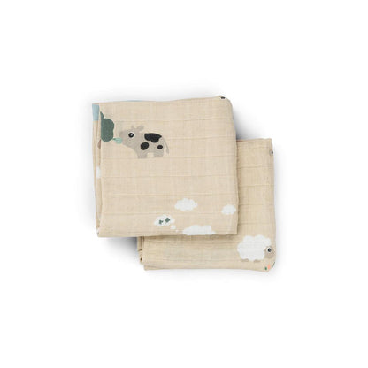 Done By Deer Burp Cloth 2 Pack - Tiny Farm Sand