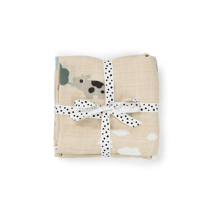 Done By Deer Burp Cloth 2 Pack - Tiny Farm Sand