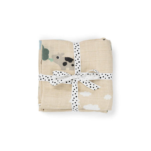 Done By Deer Burp Cloth 2 Pack - Tiny Farm Sand