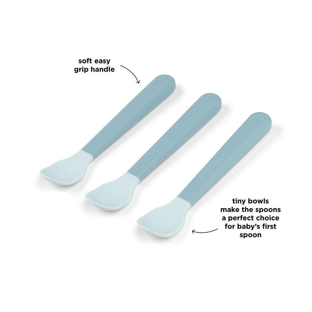 Done by Deer Foodie Easy Grip Baby Spoon - 3 Pack - Blue