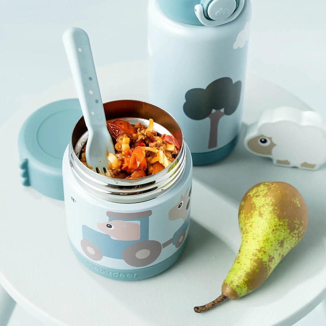 Done by Deer Insulated Food Jar - Tiny Farm Blue