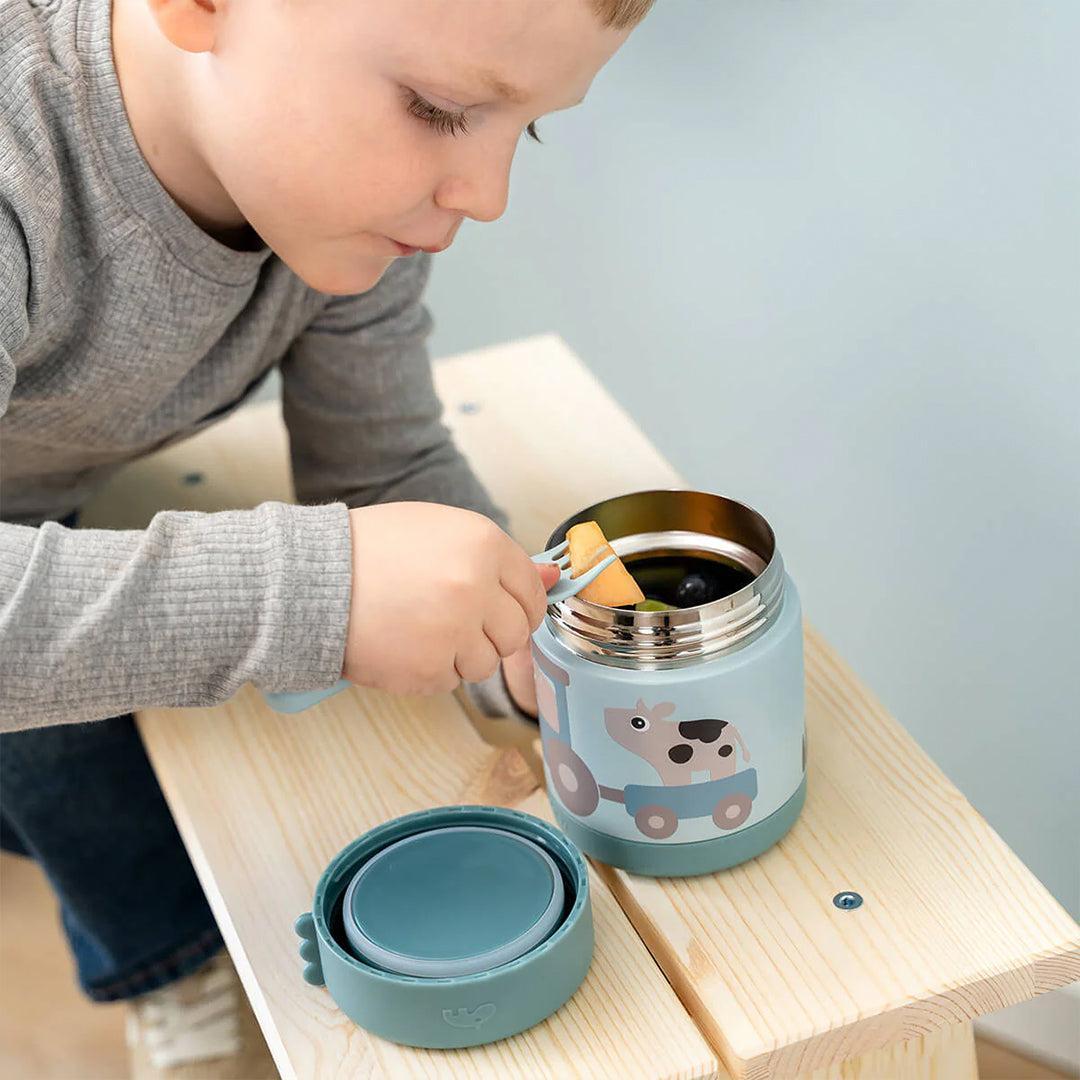 Done by Deer Insulated Food Jar - Tiny Farm Blue
