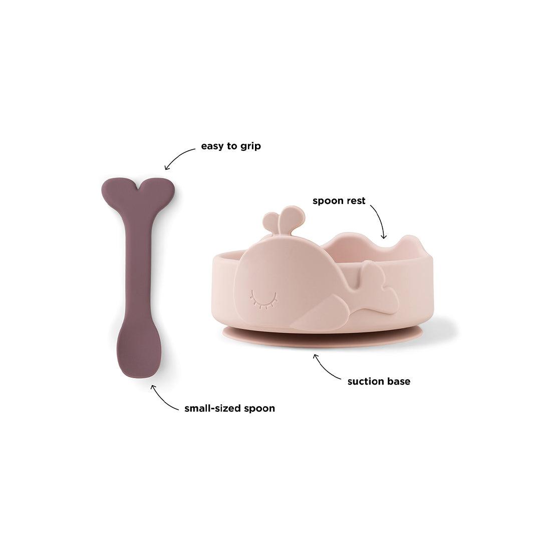 Done by Deer Silicone Stick & Stay Bowl + Baby Spoon  - Powder - Wally