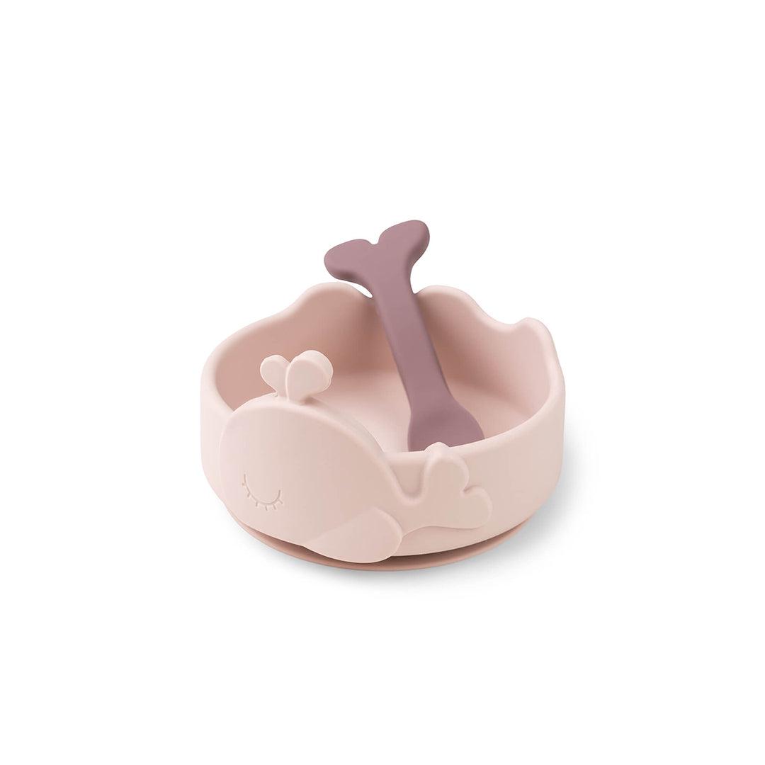 Done by Deer Silicone Stick & Stay Bowl + Baby Spoon  - Powder - Wally