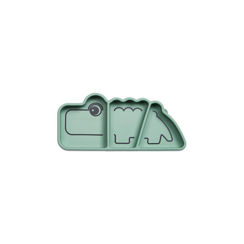 Done by Deer Silicone Stick & Stay Snack Plate - Croco - Green