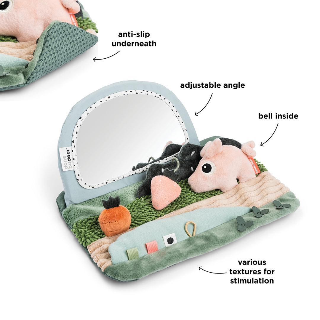 Done By Deer Tummy Time Sensory Mirror - Tiny Farm Colour Mix
