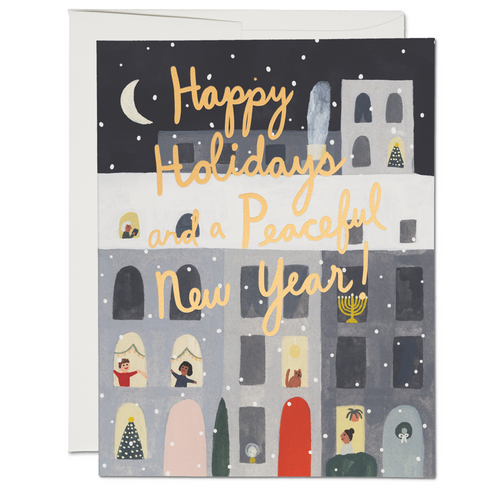City Snow holiday greeting card