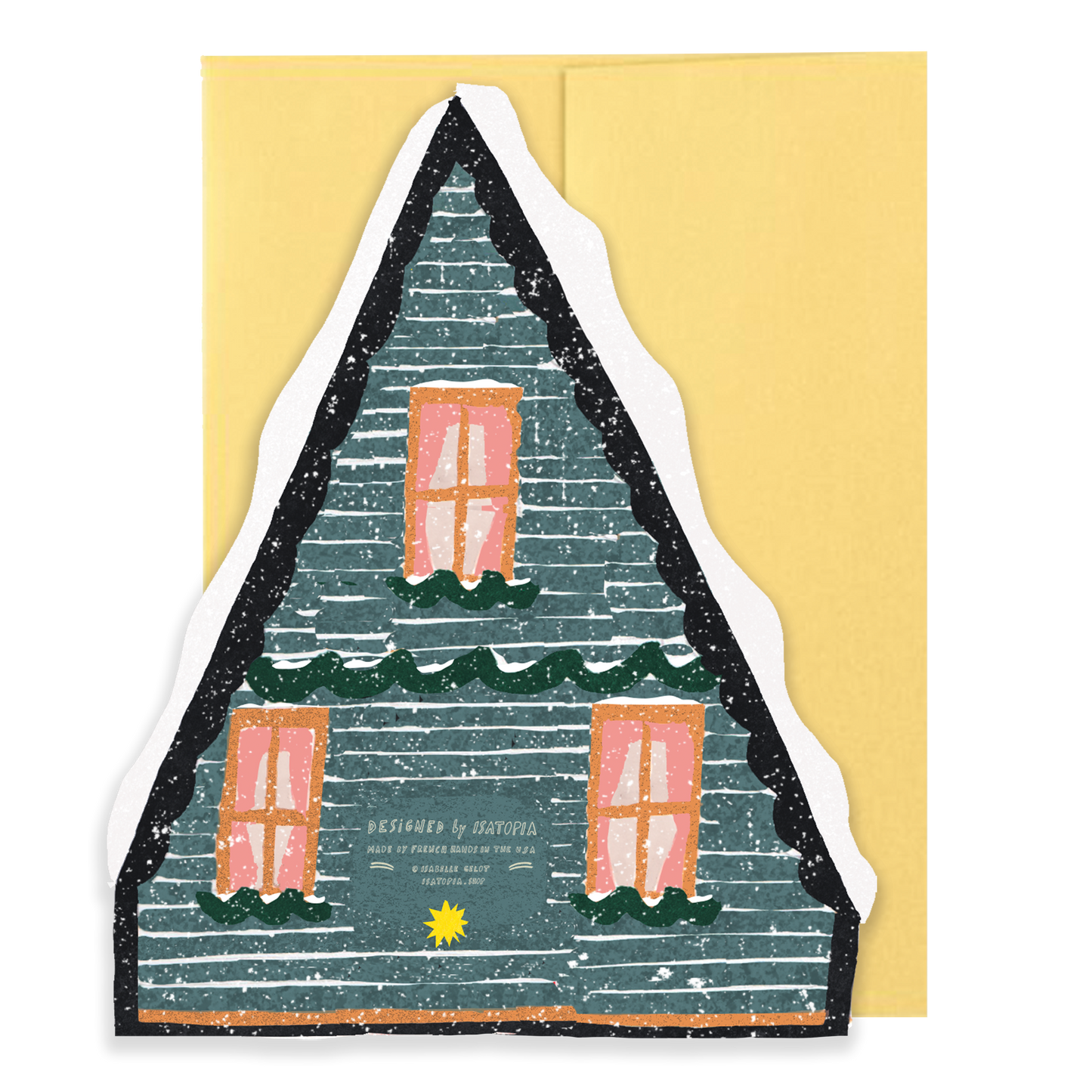 Blue Cottage Die Cut Card - Winter Cottage Collection