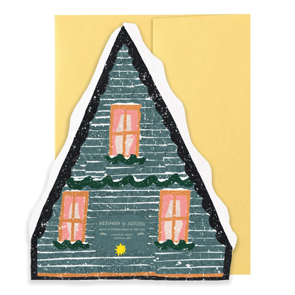 Blue Cottage Die Cut Card - Winter Cottage Collection