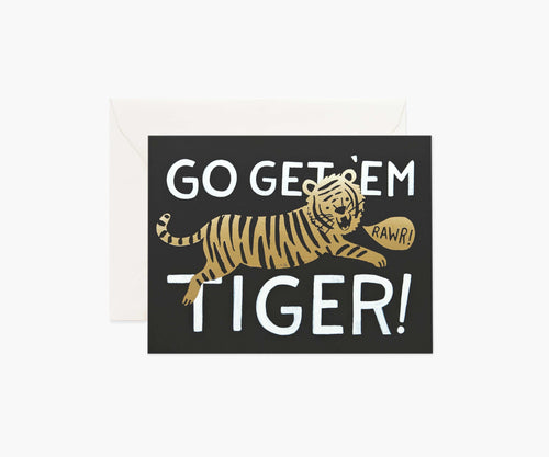 Go Get 'Em Tiger Encouragement Card - Single Card