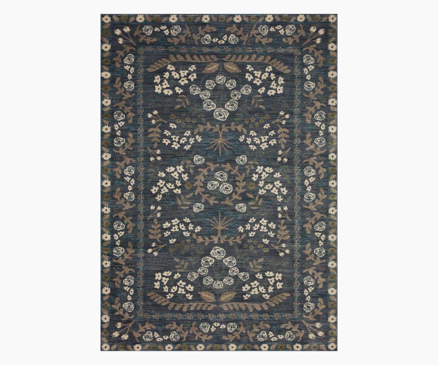 Fiore Florence Power Loomed Rug -  Navy & Grey