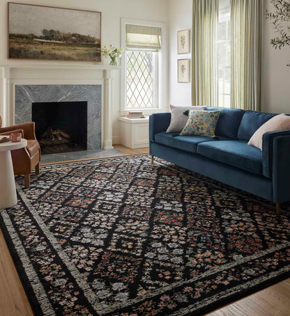 Laurel Parquet Power Loomed Rug - Black