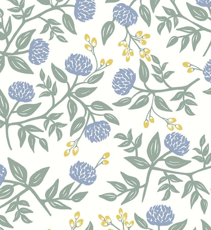 Peonies Wallpaper - Periwinkle & Sage