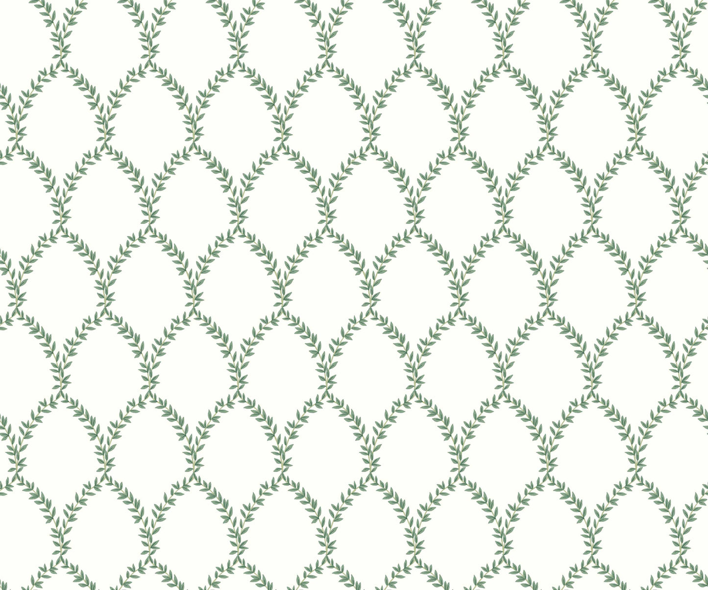 Laurel Wallpaper - Green & White